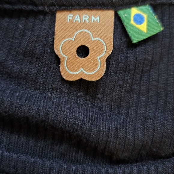 Farm Rio Long Sleeve Black Top Frill  Thin Medium Classic - Picture 2 of 7